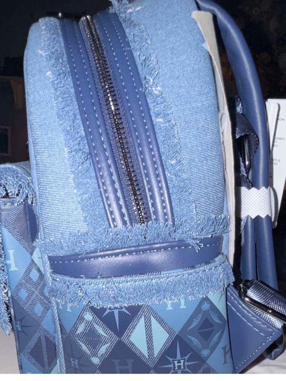 Loungefly Harry Potter Hogwarts Denim Mini Backpack - Blue - Picture 3 of 5